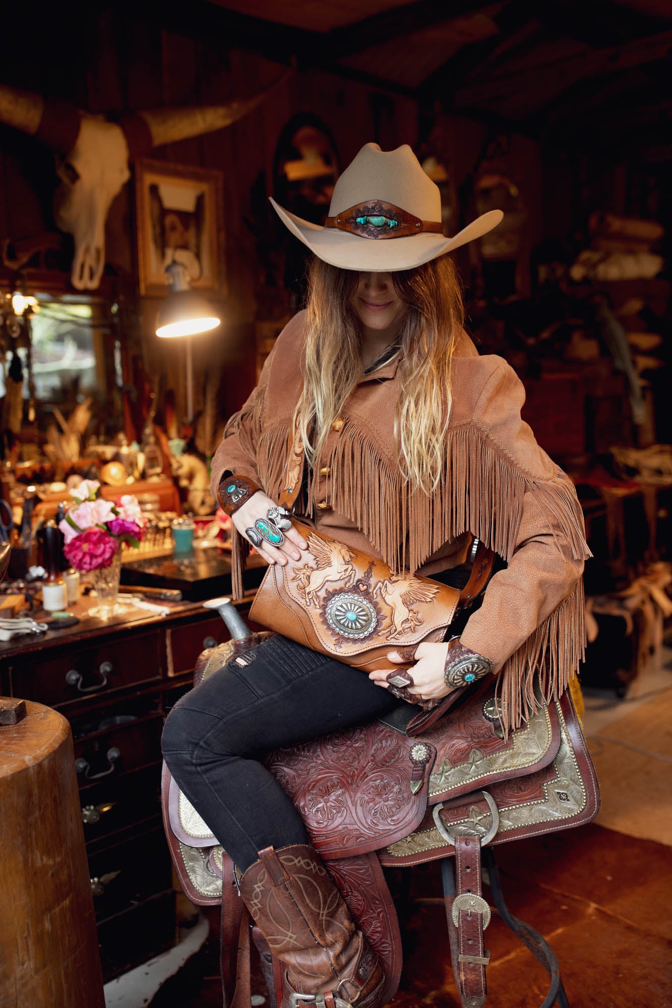 Pegasus Clutch with Navajo Concho