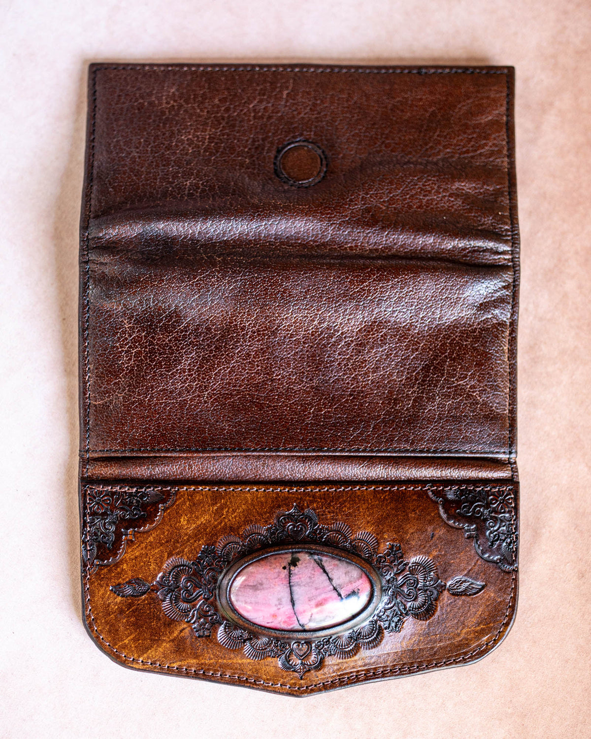 Mandala Wallet with Pink Rhodonite