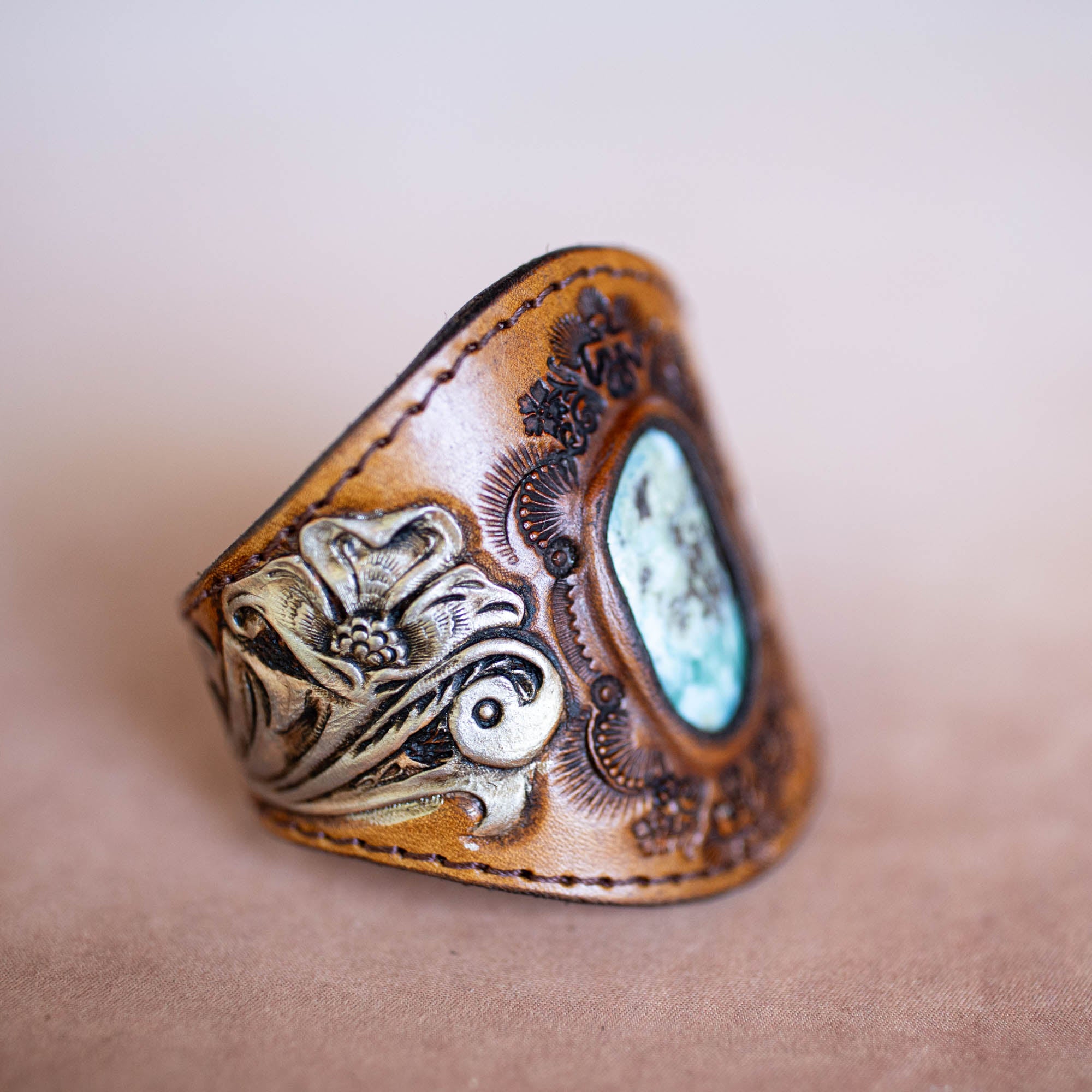 Western Floral Cuff with Larimar