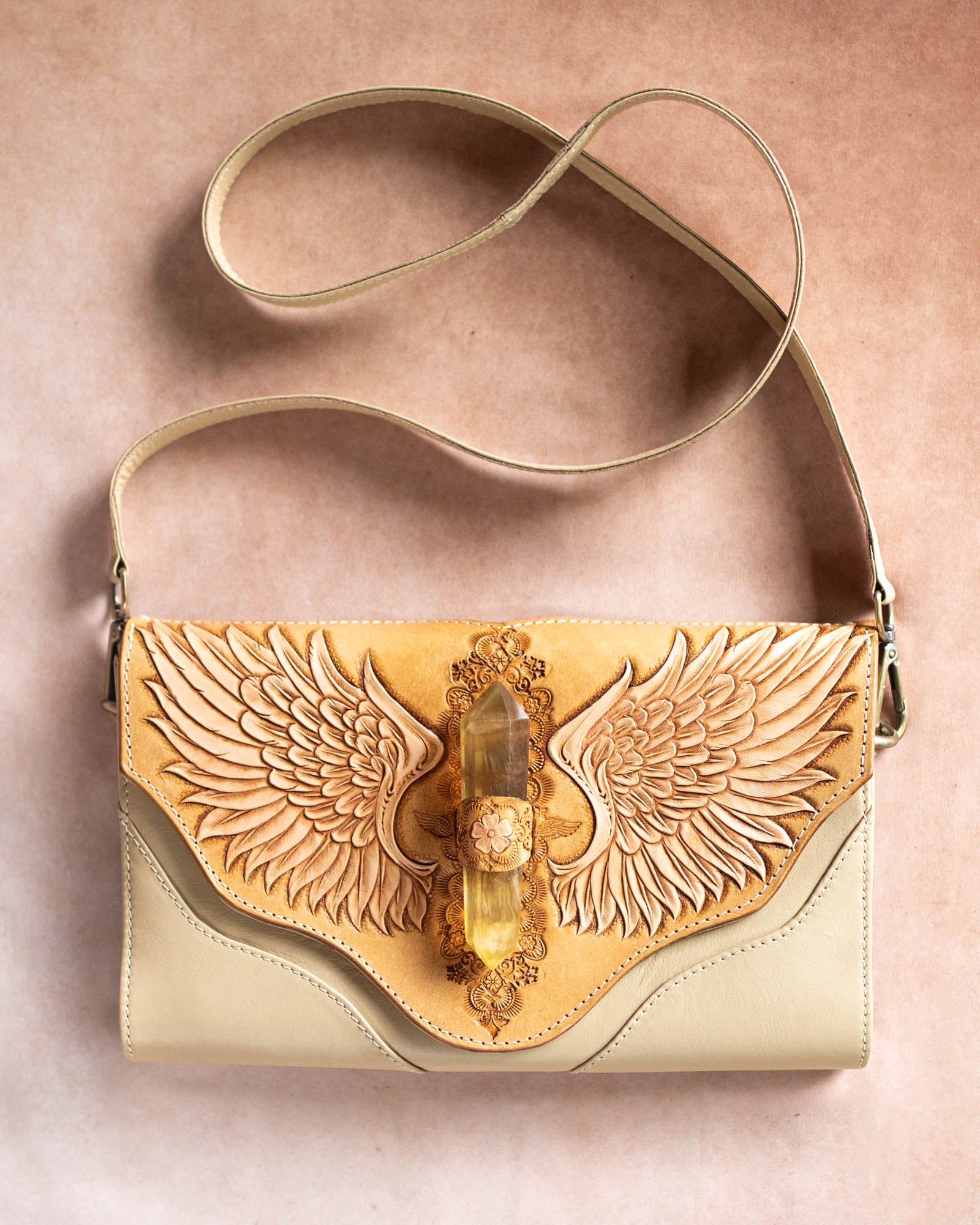 Guardian Wings Clutch with Golden Fluorite